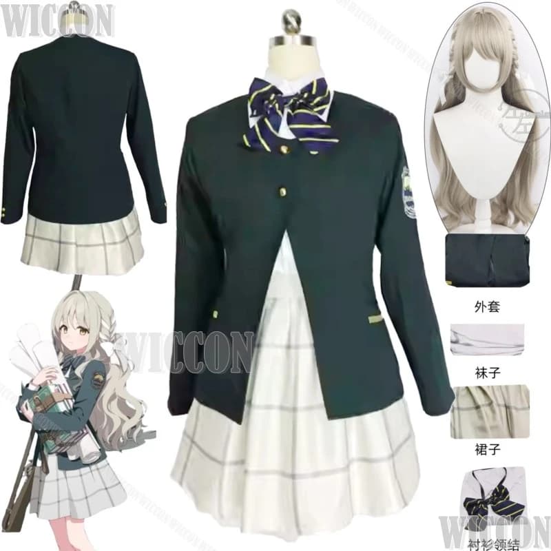 Sakurai Miyo Gioco Blu Archivio Costume Cosplay Cappotto Gonna Camicia Abito con papillon Parrucca lunga Prop Ragazza Donna Vestito operato Festa di Halloween