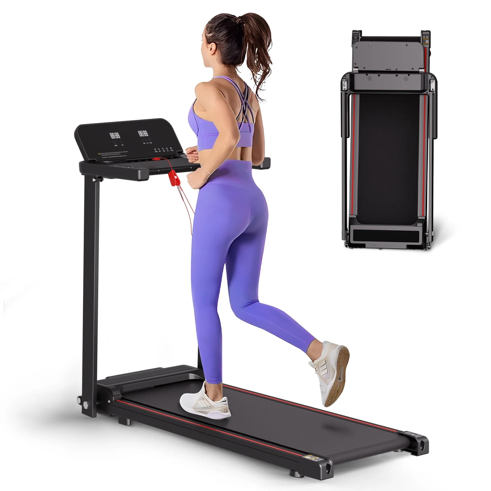 2.5HP Steel Foldable Electric Treadmill, 15-inch Running Belt with LED Screen for Home Use