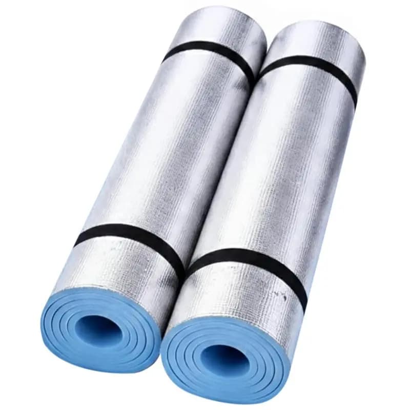 【TRAVEL ESSENTIAL】2 Pack EVA Foam Camping & Yoga Mat 6Mm Insulated Waterproof Roll Up Exercise Mats Foil Backing