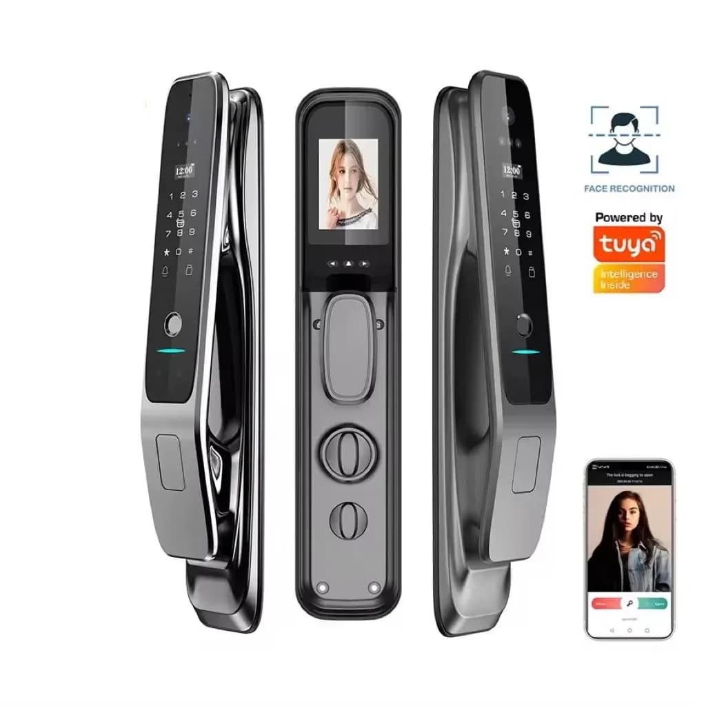 Cerradura Tuya Smart Life APP Control Smart Door Locks 3D Face Camera & Fingerprint Sensor For Steel Doors