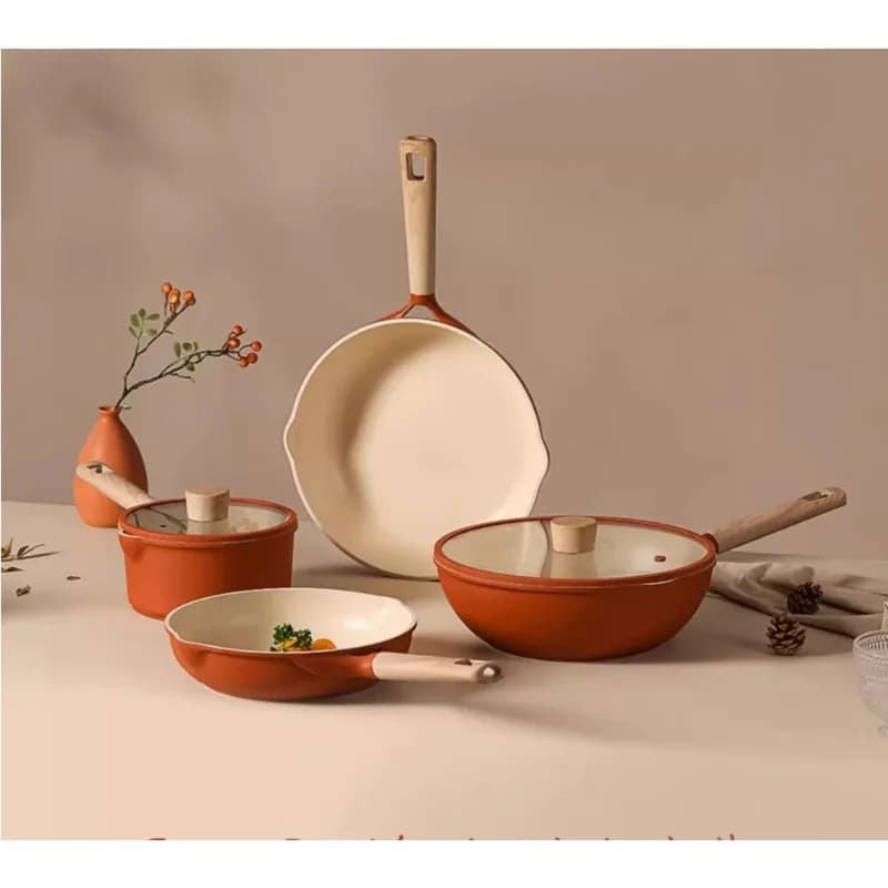 Three Piece Non Stick Cooking Pot Set Cooking Food Milk Pot Frying Pan Household Kitchen Cookware Set
