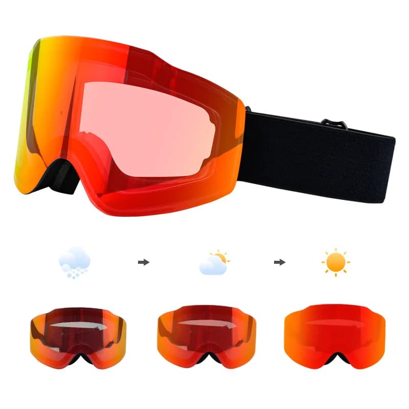 Magnetic Cylindrical Ski Goggles Double Anti Fog Wide View Photochromic Windproof Mountain Eye Shield