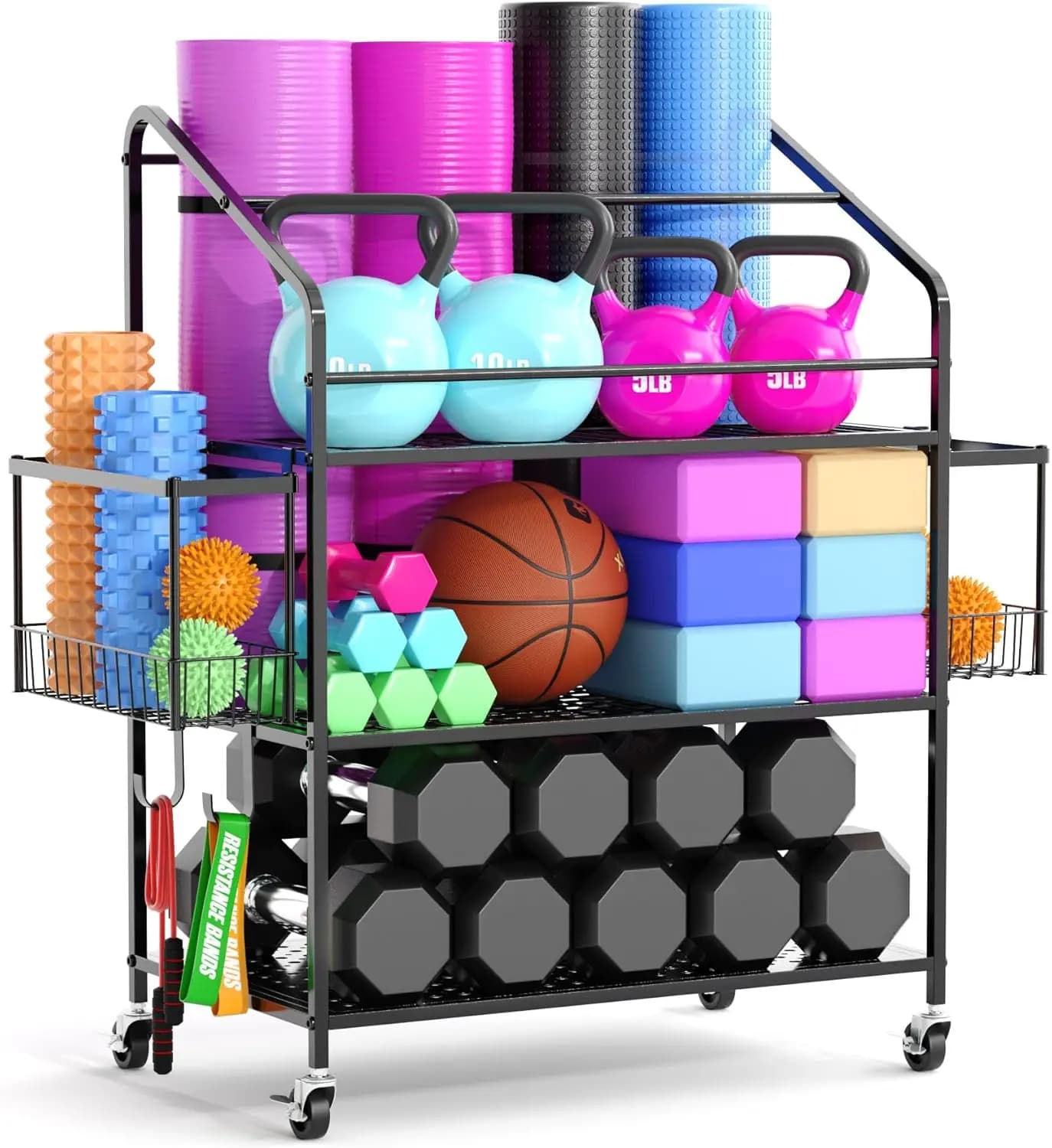 Organizzazione Attrezzature per Allenamento, Organizzatore per Palestra Domestica, Porta Pesi per Home Gym, Porta Kettlebell, Porta Manubri
