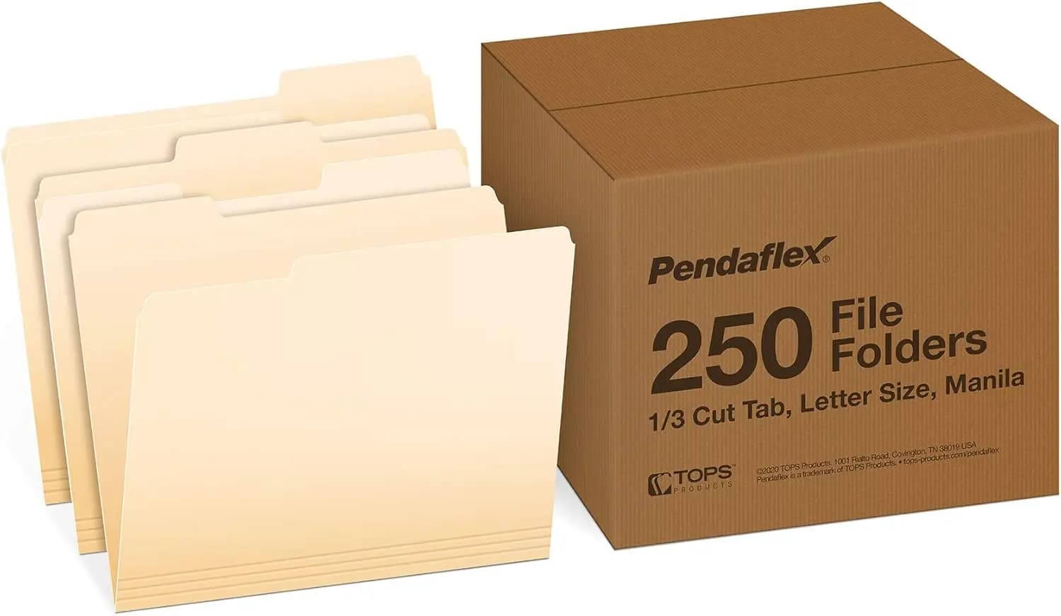 250-Pack Letter Size File Folders with 1/3-Cut Tabs for Home Office Classroom Document Organization