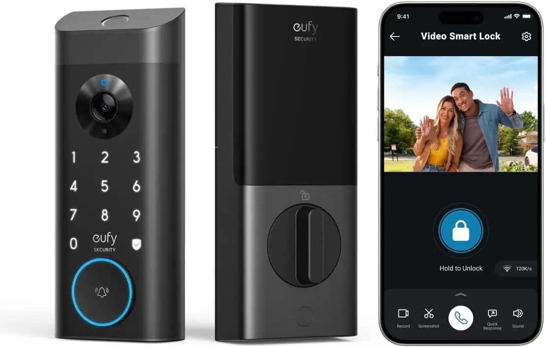 Serratura Intelligente 3-in-1 con Telecamera, Impronta Digitale e Videocitofono - Wi-Fi, Chiusura Automatica, Controllo Remoto tramite App