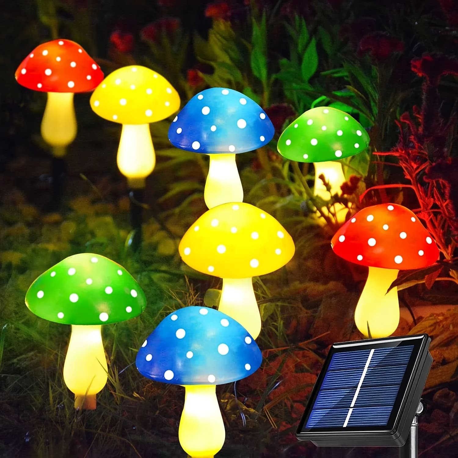 Luci solari a fungo Decorazione da giardino per esterni Impermeabile 8 modalità Luci notturne di Natale per la decorazione del paesaggio del prato del percorso del giardino