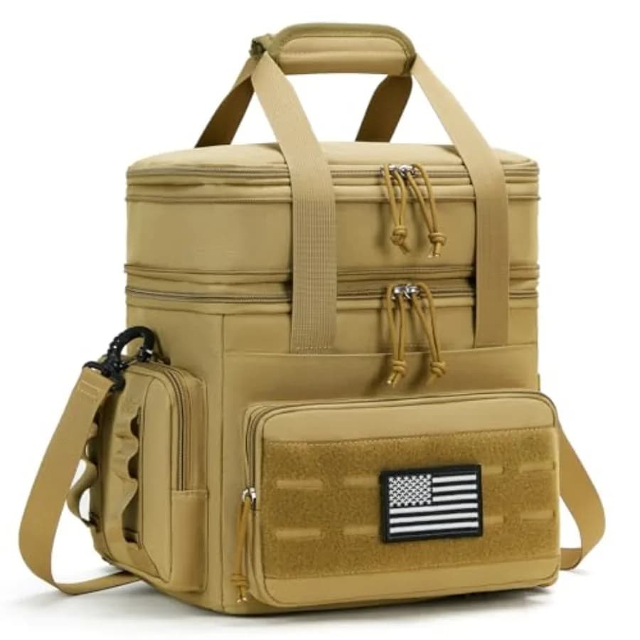 Tactical Lunch Bag and Lunch Box for Men - Double Deck Expandable Insulated Soft Adult Lunchbox for Work - Cooler Bag for Beach