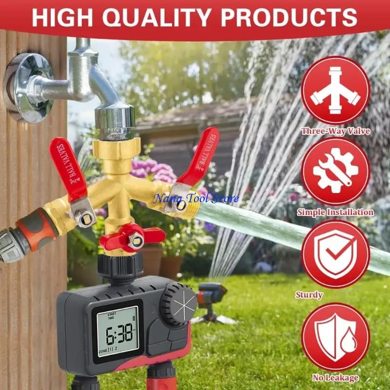 Y connector for 3 door brass hose solid 31GJ leak test for simultaneous irrigation needs