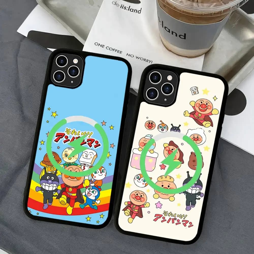 Custodia Magnetica Opaca per iPhone C-Children A-Anpanman per Ricarica Wireless MagSafe (compatibile con iPhone 16, 17, 15, 14, 13, 12, 11)