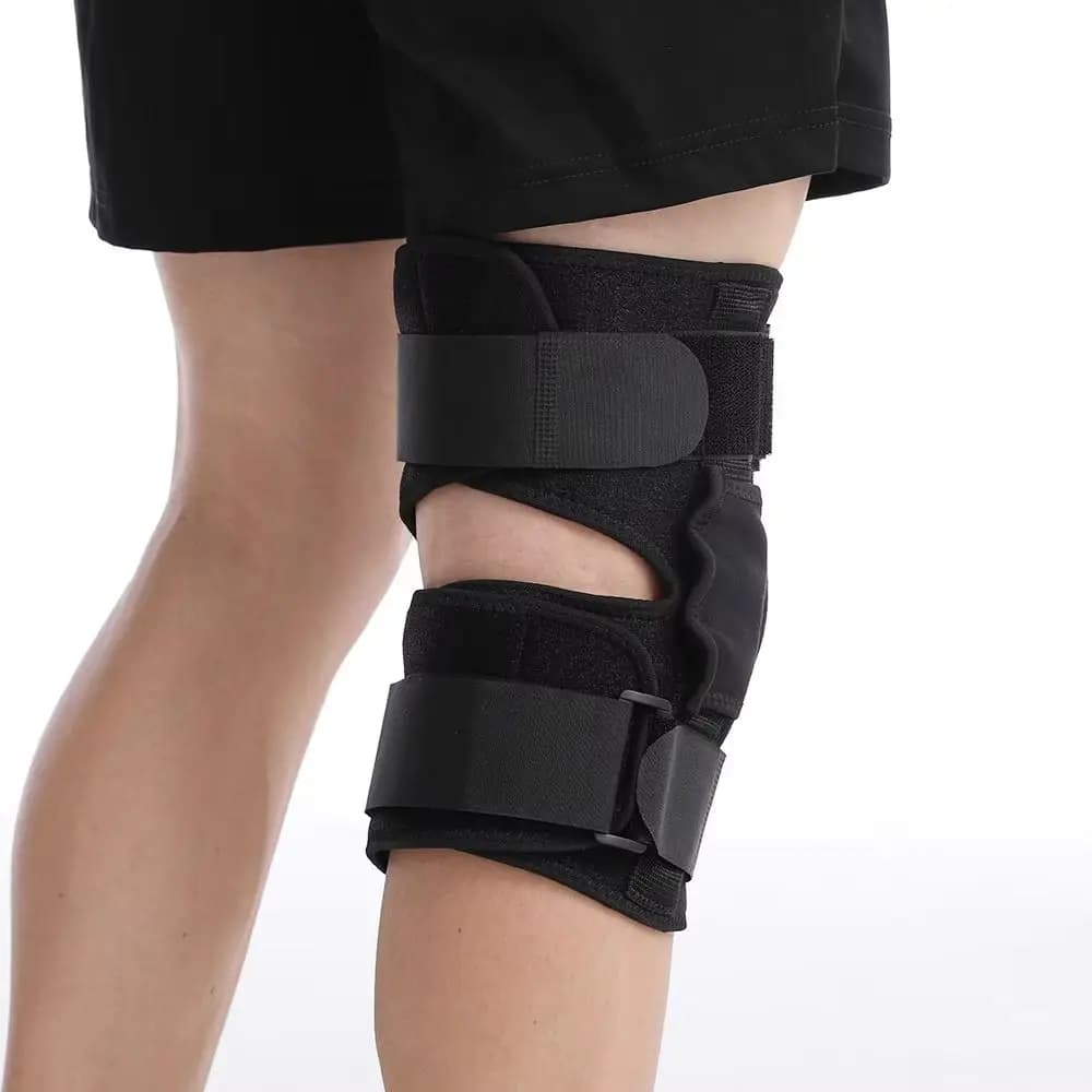 Ginocchiera a Compressione con Stabilizzatori Laterali, Protezione per Ginocchio, Fascia Ortopedica Regolabile con Patella Aperta