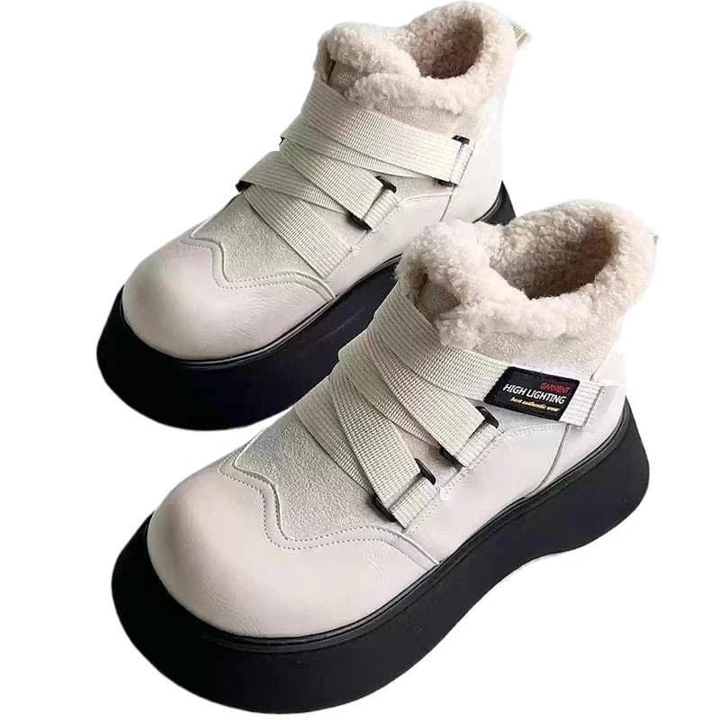 New Women's Thick-Soled High-Top Fleece-Lined Casual Sports Shoes Autumn Winter Warm Comfortable Walking Trainers