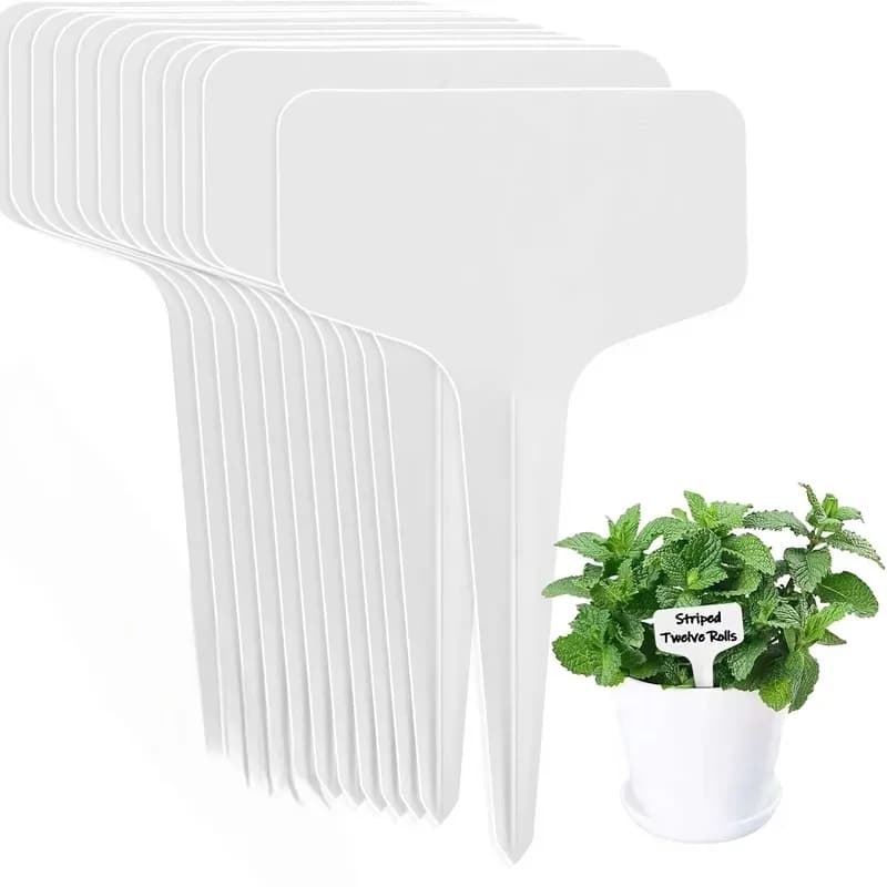 47 pcs White Garden Labels with White T-Shape Design, ideal for Indoor Potted Plants and Outdoor Garden Marking