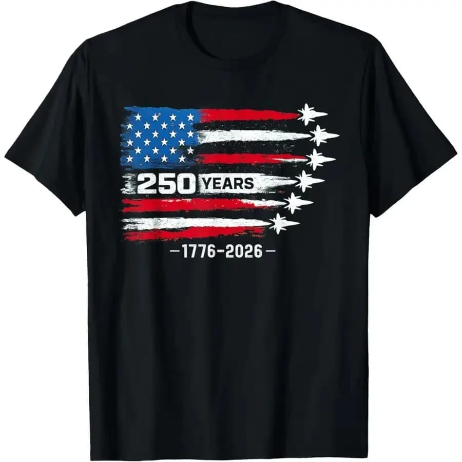 T-shirt commemorativa del 250° anniversario degli Stati Uniti per uomo 1776-2026 - Maglietta girocollo Comfort Fit per il 4 luglio con scritta 250 Years American, Ultra