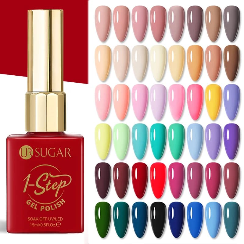 UR SUGAR 15ml Smalto gel a 1 passo 3 IN 1 Rosso Rosa Lucido per unghie Soak Off LED Gel UV Vernici per unghie No bisogno di gel base e top coat