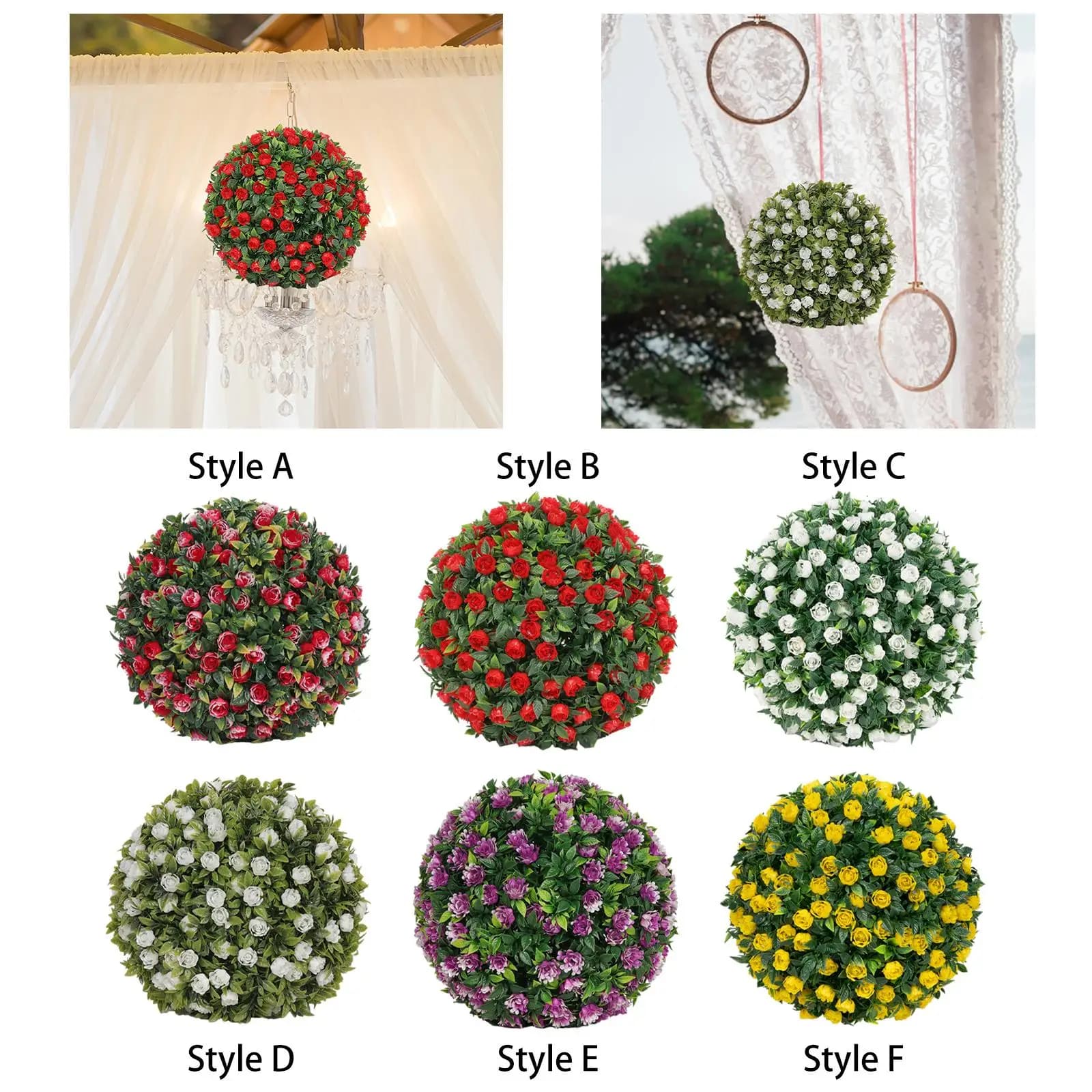Palla di fiori artificiali da appendere da 7,8 pollici per giardino