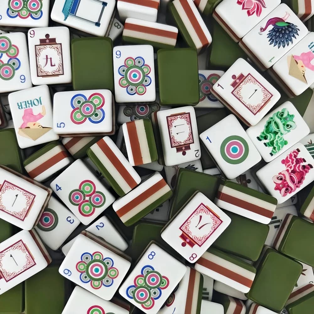 Olive Green 4-Layer Acrylic American Mahjong Game Set with 160 Standard Tiles, Portable Travel Mah Jongg for Family Table Game