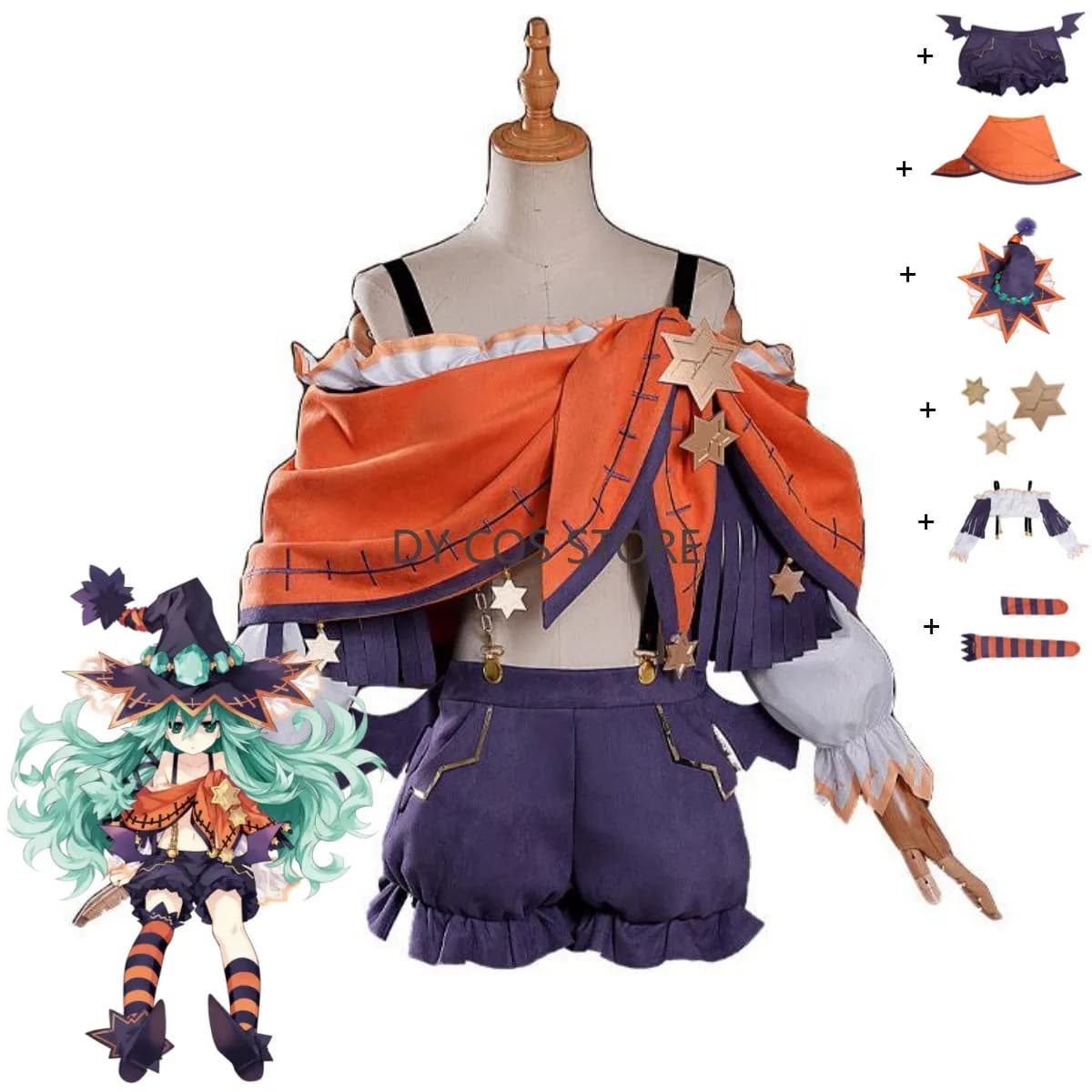 Anime Date A Live Natsumi Costume Cosplay Piccoli sette Halloween Arancione Top Pantaloncini Uniforme Donna Sexy Kawaii Abito natalizio