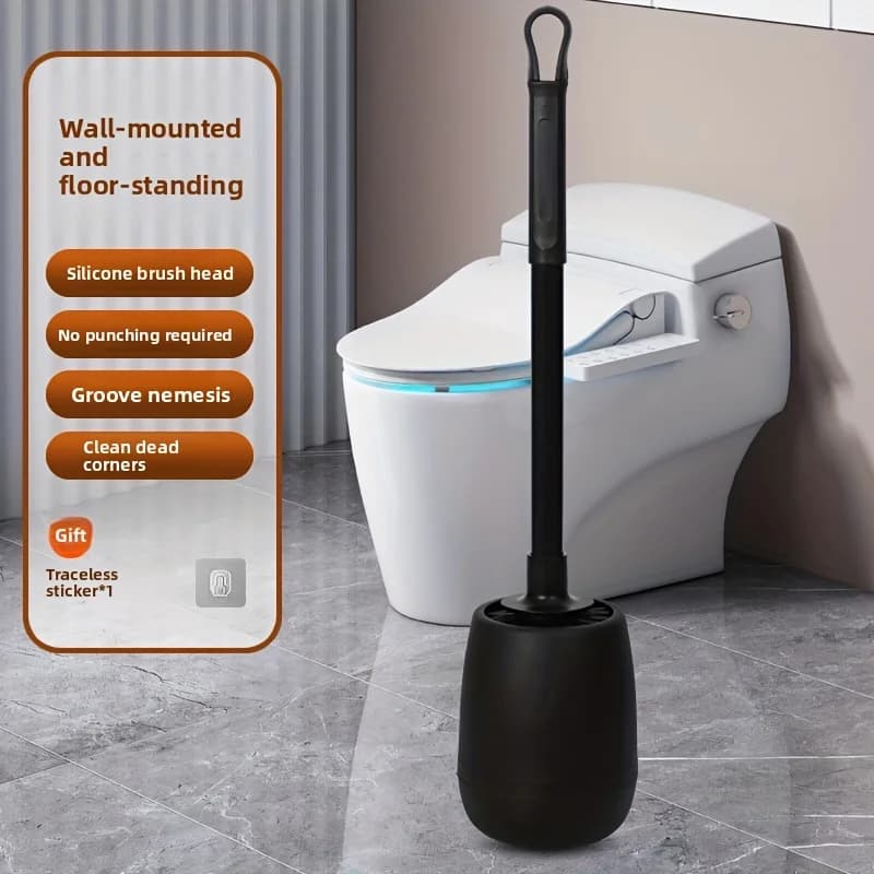 ​ Set scopino per WC ventilato multifunzionale: scopino da parete e da pavimento, setole in plastica resistenti per la pulizia del bagno