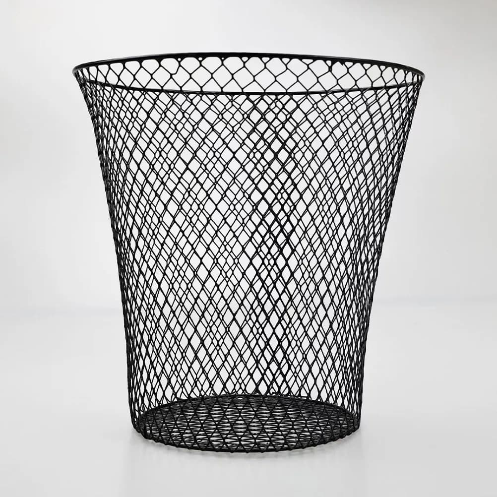 Cesto portaoggetti in ferro battuto intrecciato nero, contenitore per rifiuti domestici, copertura per piante, portafrutta, cesto portabiancheria, per uso quotidiano