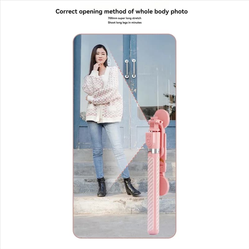 B04B-Wireless Selfie Stick Treppiede con luce Treppiede estensibile remoto Bluetooth per registrazione video del telefono cellulare Nero