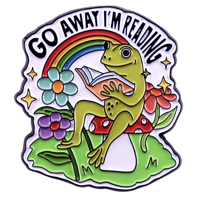 C5285 Go away i’m reading Frog Cartoon Animal Enamel Pin Lapel Pin Backpack Brooches on Clothes Badges Jewelry Decoration