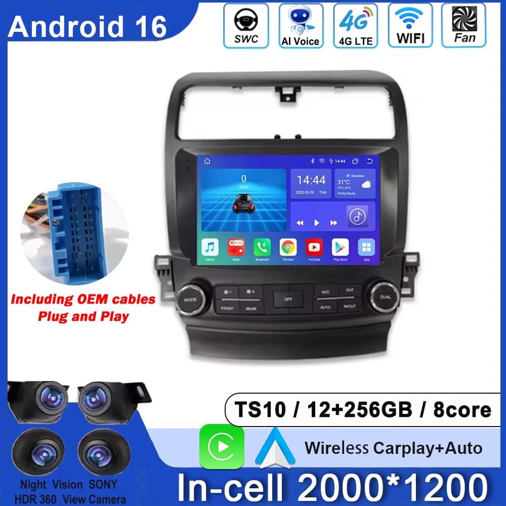 Autoradio Android Per Acura TSX 2003 - 2008 Per Honda inspire 4 2003 - 2007 Android Auto Player Carplay 2din DVD Stereo 8core