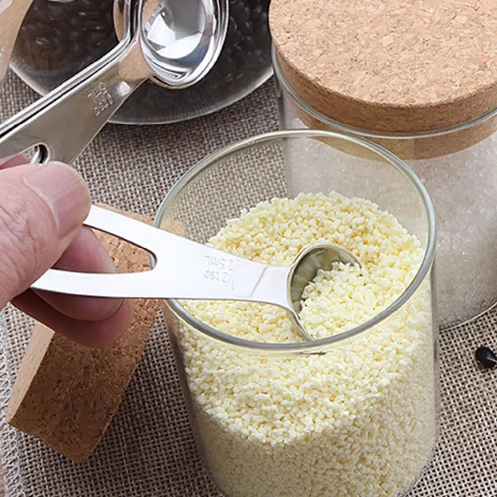 5Pcs Stainless Steel Measuring Spoons Set Engraved Sizes Nesting Kitchen Tool for Baking Coffee Milk Powder Spice
