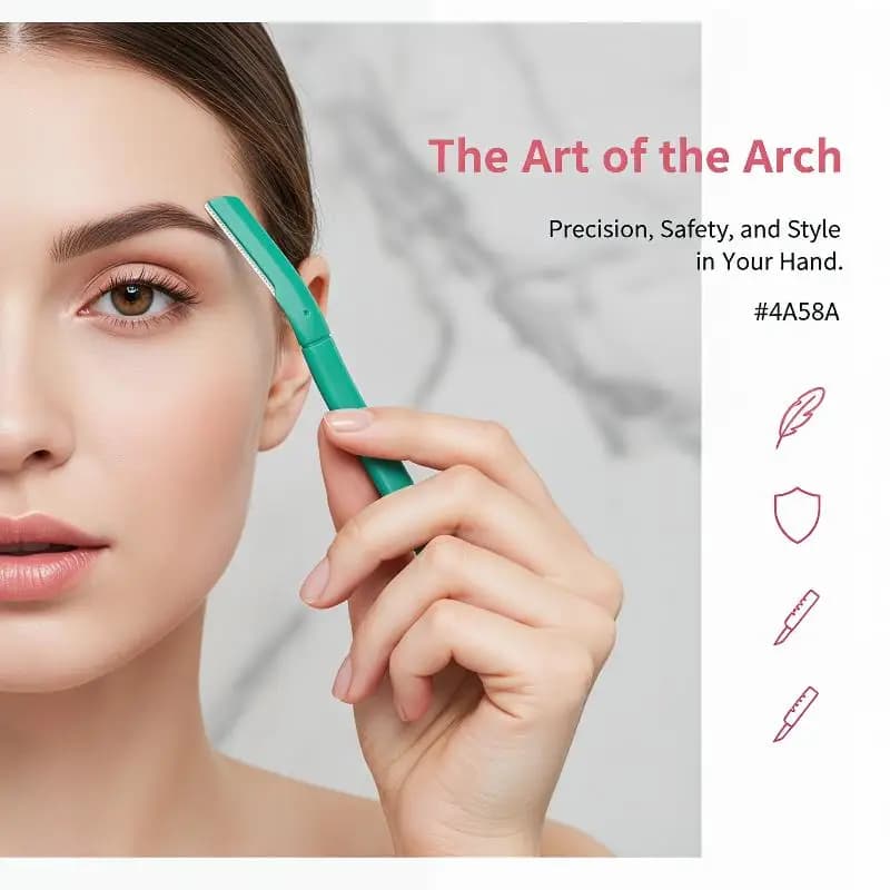 Rasoio per sopracciglia con manico dritto, strumento multifunzione per la cura della barba, resistente e antiscivolo, per il trucco