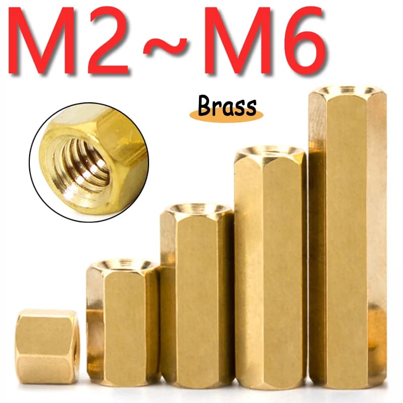 2 ~ 50 pz Ottone Doppio Passaggio Hex Standoff Bordo Pilastro M2 M2.5 M3 M4 M5 M6 Filettatura Esagonale PCB Scheda Madre Distanziatore Dadi Colonna Cava