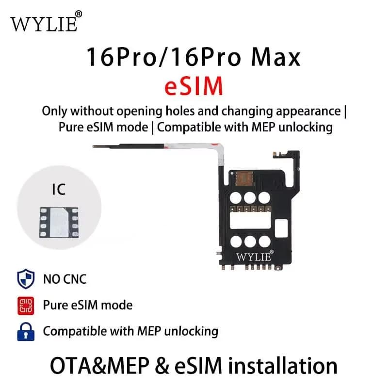 Wylie eSIM Only Solution No CNC Machine No Physical SIM Required Built-in Cellular Signal Flex For iphone15 to 17promax