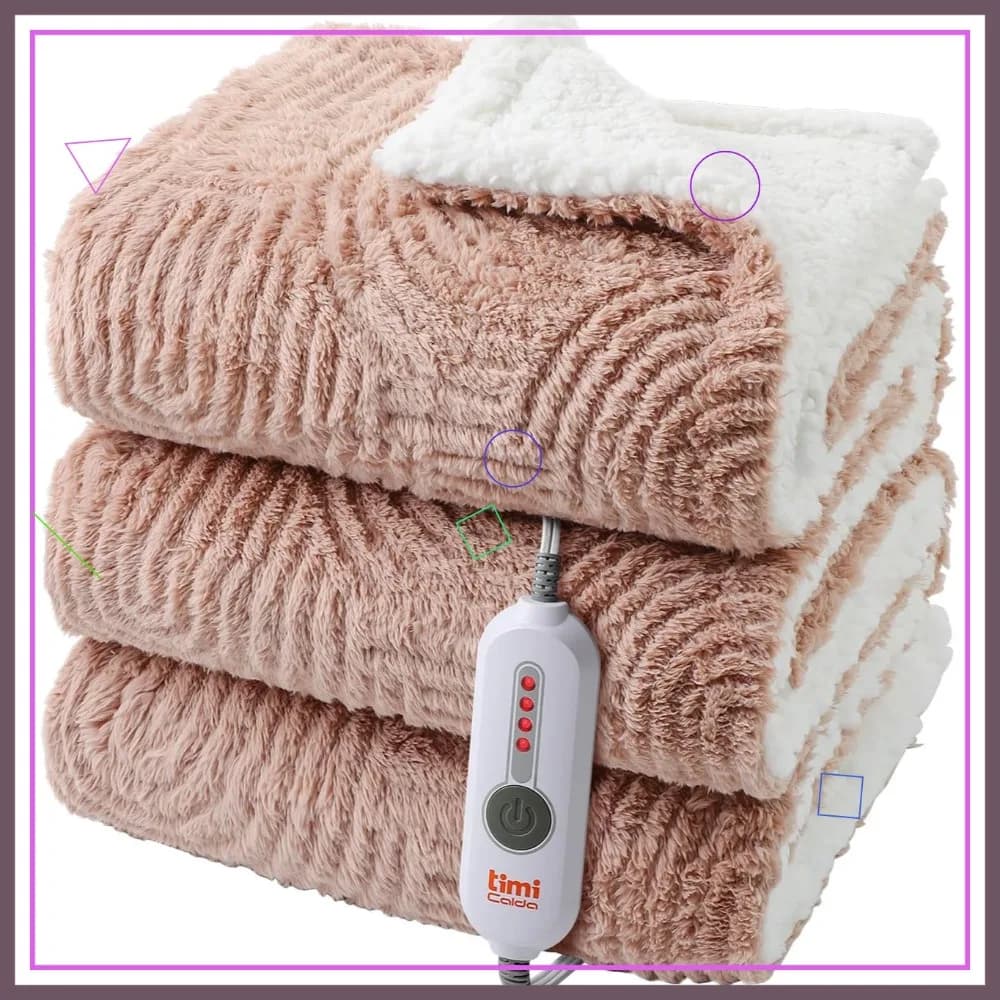 Coperta Elettrica Riscaldata 50x60 con 4 Livelli di Calore, Spegnimento Automatico e Protezione dal Surriscaldamento, Marrone