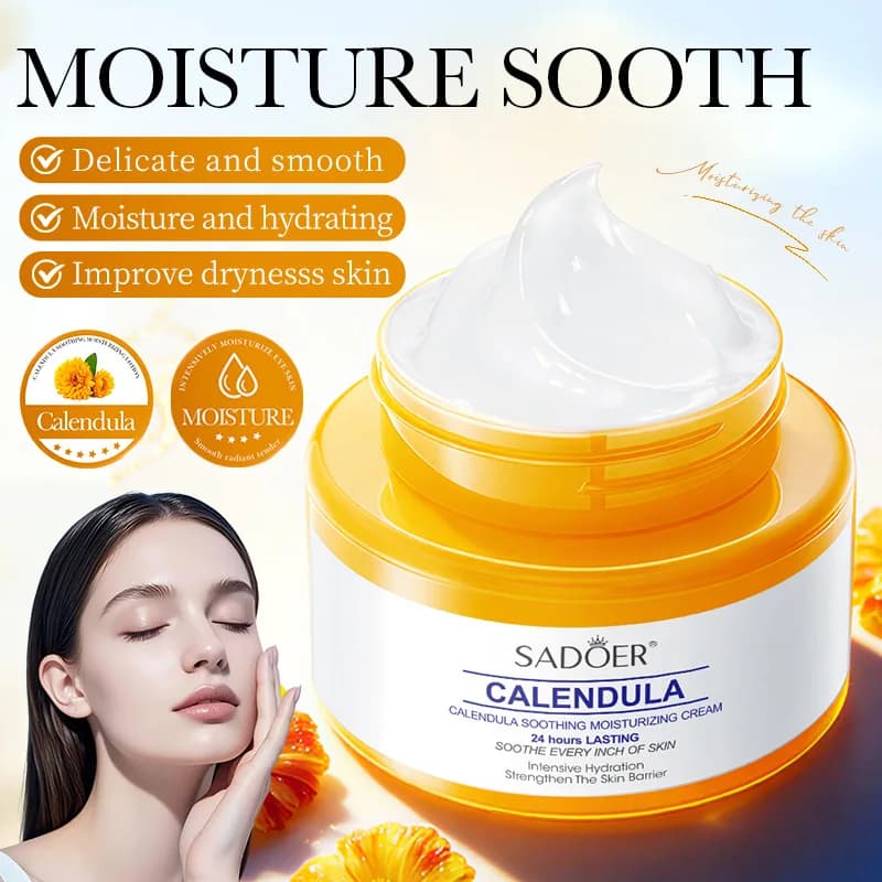 Crema viso lenitiva e idratante alla calendula. Cura delicata della pelle, idratazione profonda per uomini e donne.