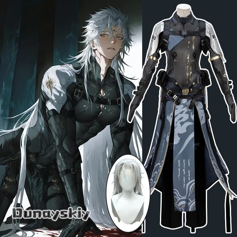 Gioco Wuthering Waves Calcharo Costume Cosplay Calcharo Gioco di ruolo da uomo Mantello Costume Halloween Travestimento Abiti Parrucca Abiti s-3xl