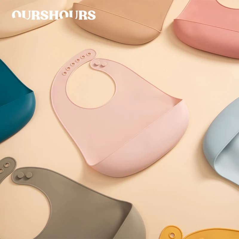 Food Grade Baby Soft Silicone Bibs Waterproof Infant Solid Color Bib Burp Cloths Adjustable Feeding Scarf Newborn Accessories