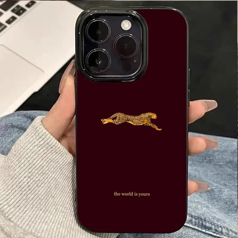 Cheetah Text Printed Pattern Design Protective Cover for iPhone 17 16 15 14 13 12 11 16E Series Pro Max Plus