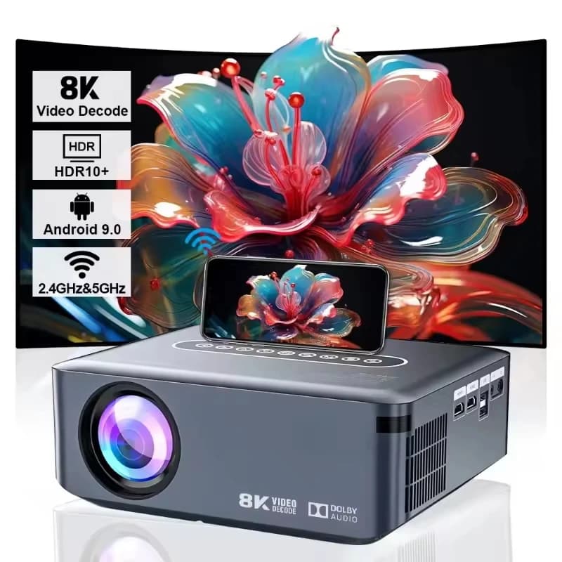 Proiettore intelligente Proiettore Home Theater Full HD 1080P Proiettori 4K Android 9 5G WIFI LED 8K Videoproiettori Mini per telefono
