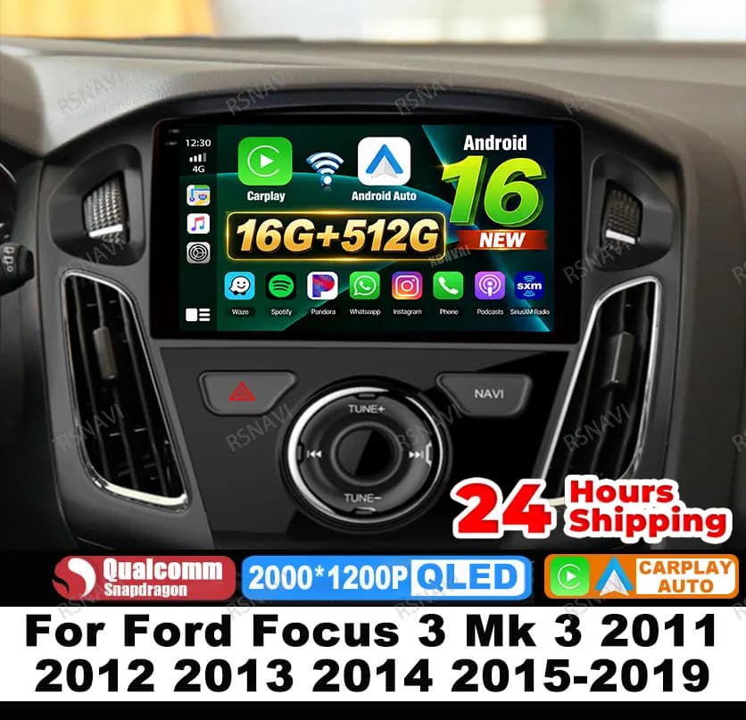 Autoradio Android 15 Per Ford Focus 3 Mk 3 2011 2012 2013 2014 2015-2019 GPS 5G WIFI Wireless Carplay Auto Viedo Player 4G LTE