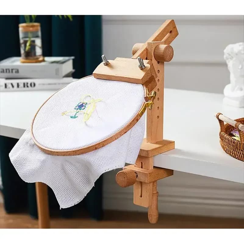 360° Rotation Adjustable Desktop Wooden Embroidery Hoop Sewing tools Stand Cross Stitch Rack Frames Rings DIY Accessority