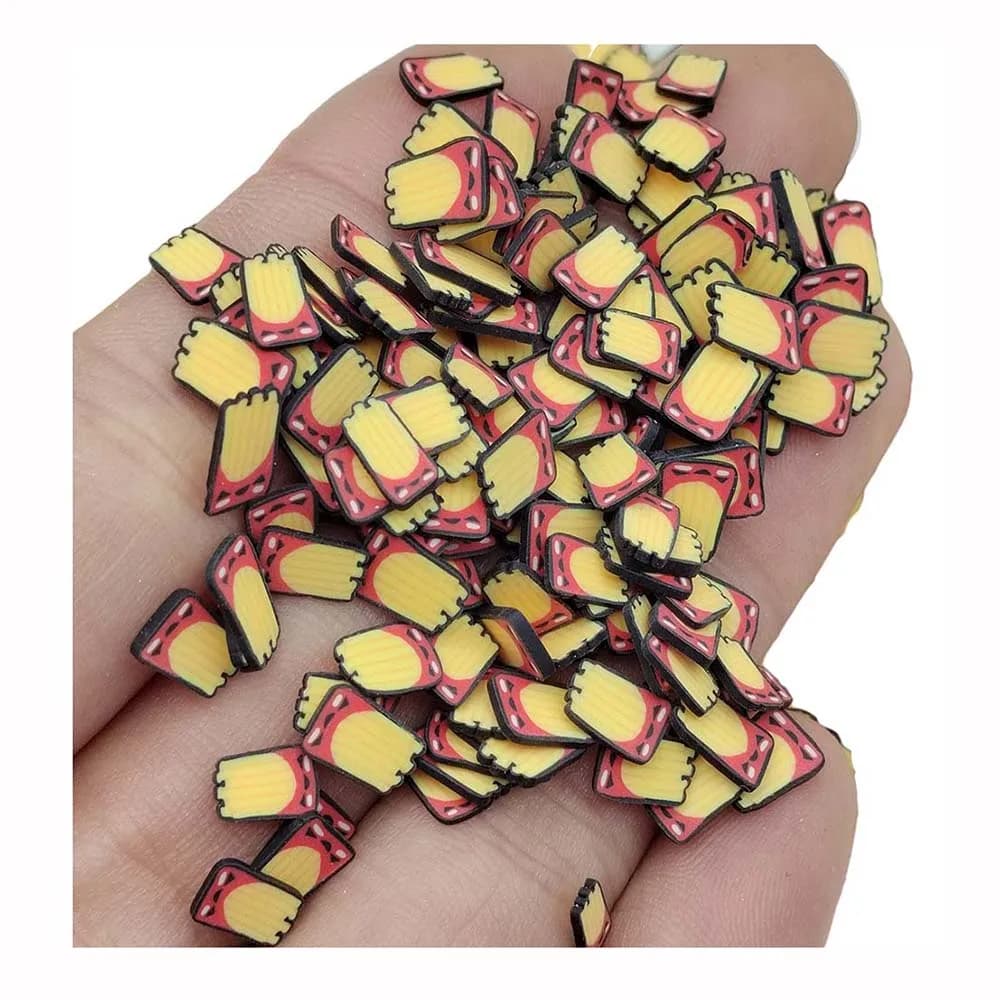 Fette di patatine fritte Kawaii in polimero, patatine fritte calde e morbide, spruzzi alimentari per riempitivi di melma, nail art, decorazione per scrapbooking