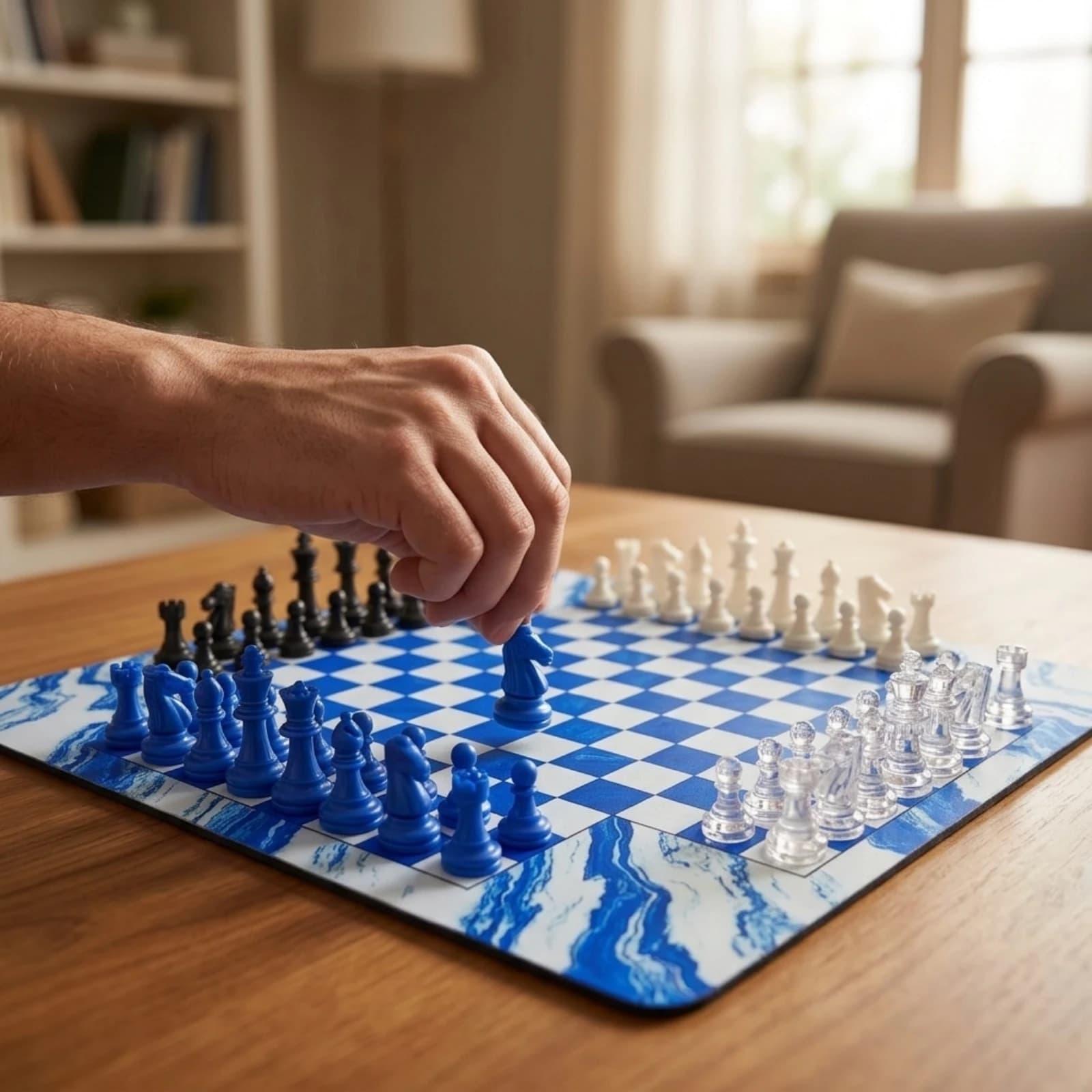 Chess Set Square Chessboard with Pieces Board Game Scratch-Resistant Non-Slip for Families, Home Decor
