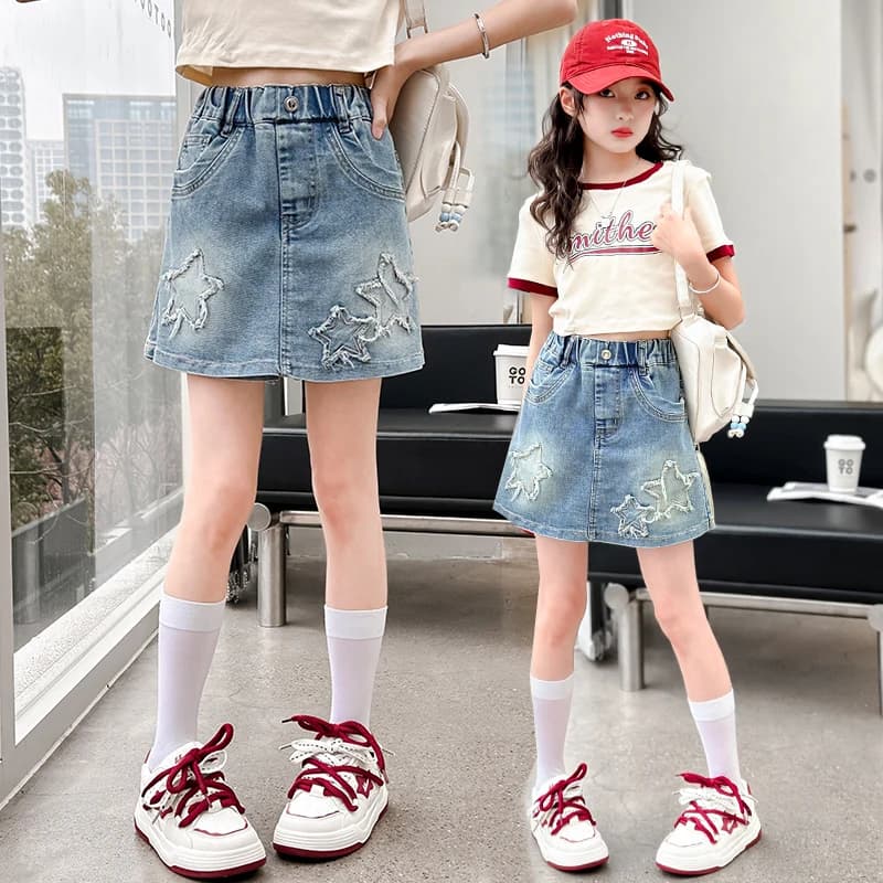 Girls Summer Denim Shorts Thin Style Versatile Hot Pants Skirt Pants Female Teens Fashionable Casual Wear Single Piece 2024