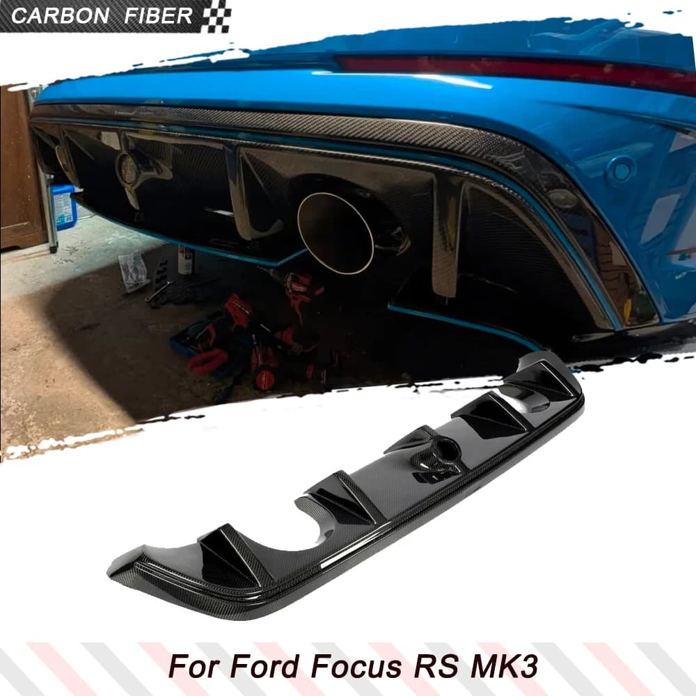 Car Rear Bumper Lip Diffuser For Ford Focus RS Hatchback 4 Door 2016 2017 2018 Carbon Fiber Car Racing Diffuser Racing Body Kits