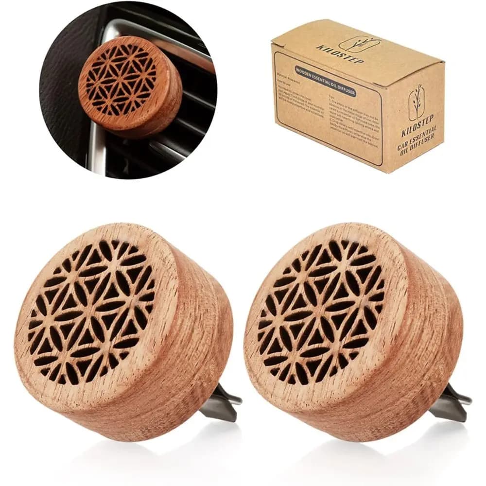 Coppia di Diffusori di Aromi in Legno per Auto con Clip per Bocchette di Ventilazione