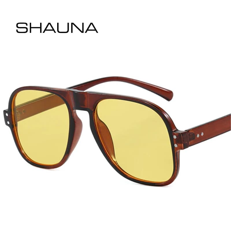 SHAUNA Fashion Pilot Occhiali da sole da uomo Retro Candy Color Shades UV400 Occhiali da sole con rivetti di tendenza da donna