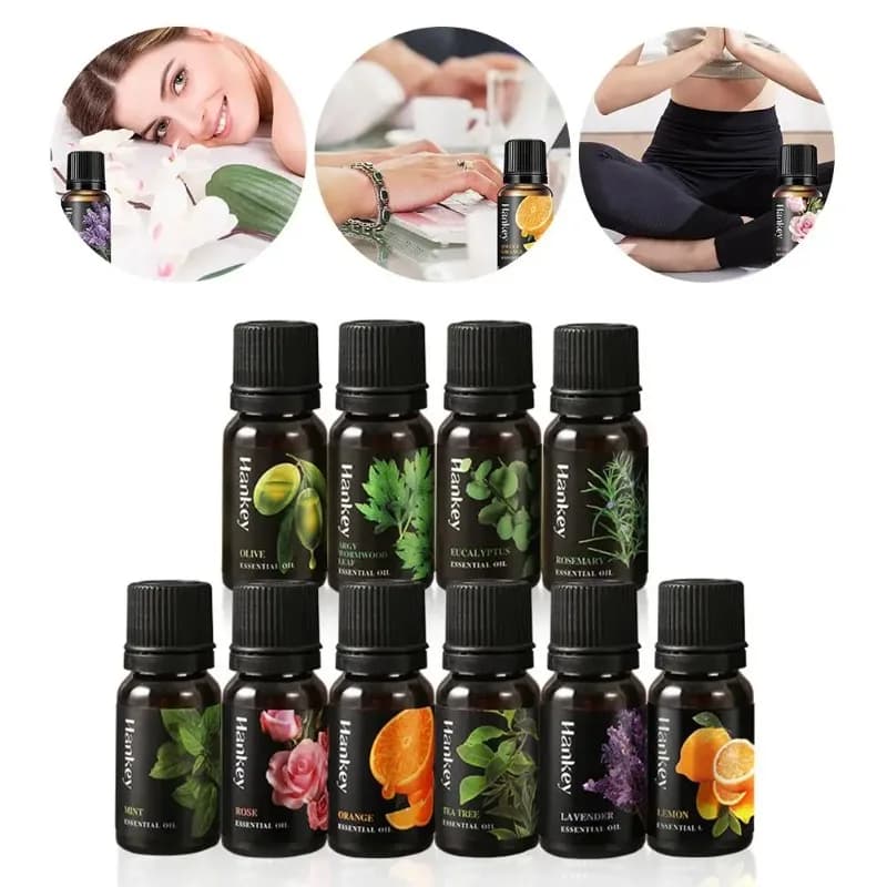 Oli Essenziali da 10ml per Diffusore di Aromi e Umidificatore d'Aria, Oli Profumati Idrosolubili per Casa: Lavanda, Vaniglia, Arancia, Oliva