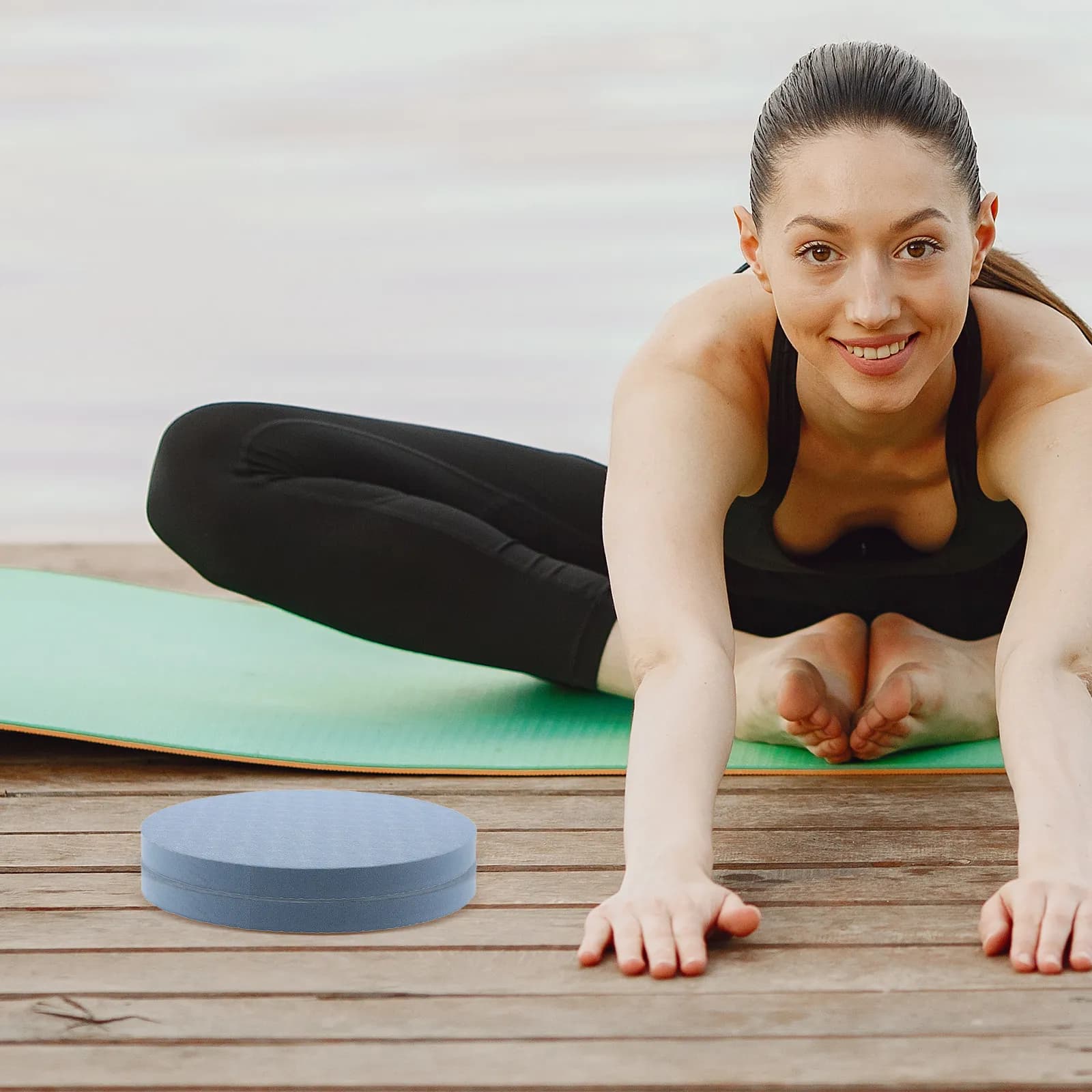 2 Pezzi Cuscini di Supporto per Yoga Rotondi Imbottiti Antiscivolo Protezione Ginocchia Gomiti Tappetino Fitness Esercizio Pilates Cuscino per Ginocchiere Palestra