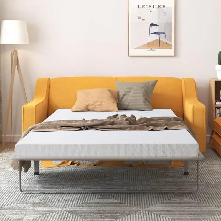 Materasso in memory foam da 4,5 pollici per divano letto - Senza fibra di vetro, rivestimento lavabile per divani letto e divani, misura Queen, bianco
