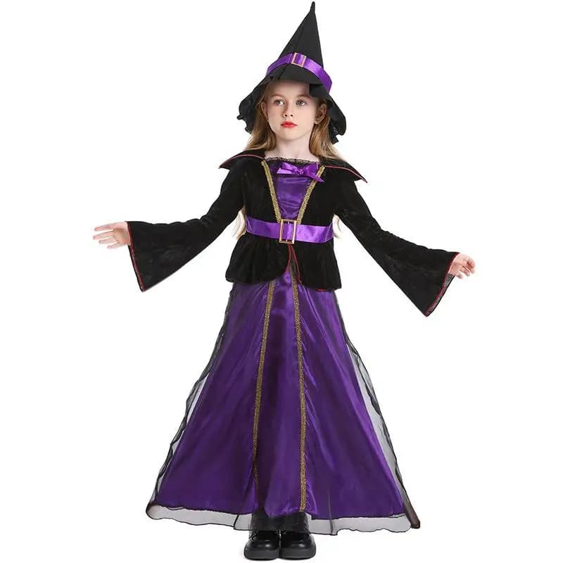 Costume cosplay per bambini, strega magica, mago, abito da palcoscenico, cappello, set per bambini, gioco di ruolo di Halloween