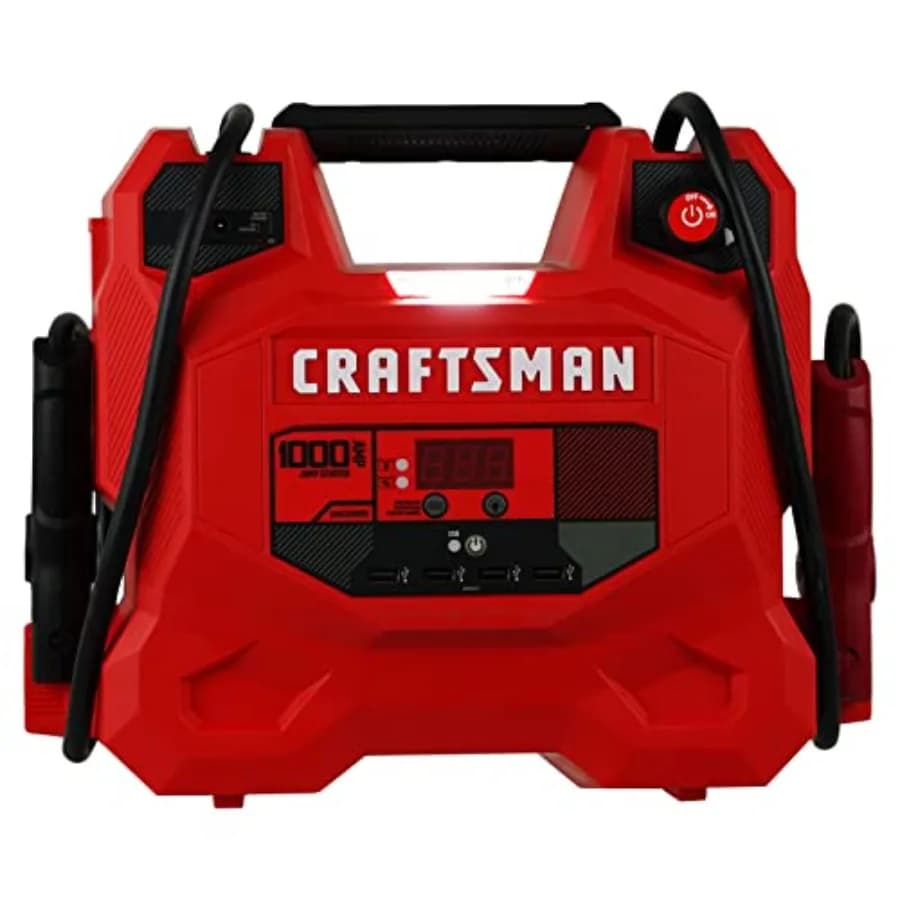 Avviatore di emergenza per batteria per auto da 1000 A e soluzione 3 in 1 per centrale elettrica portatile con uscita 12 V CC e ricarica USB da 2,4 A per