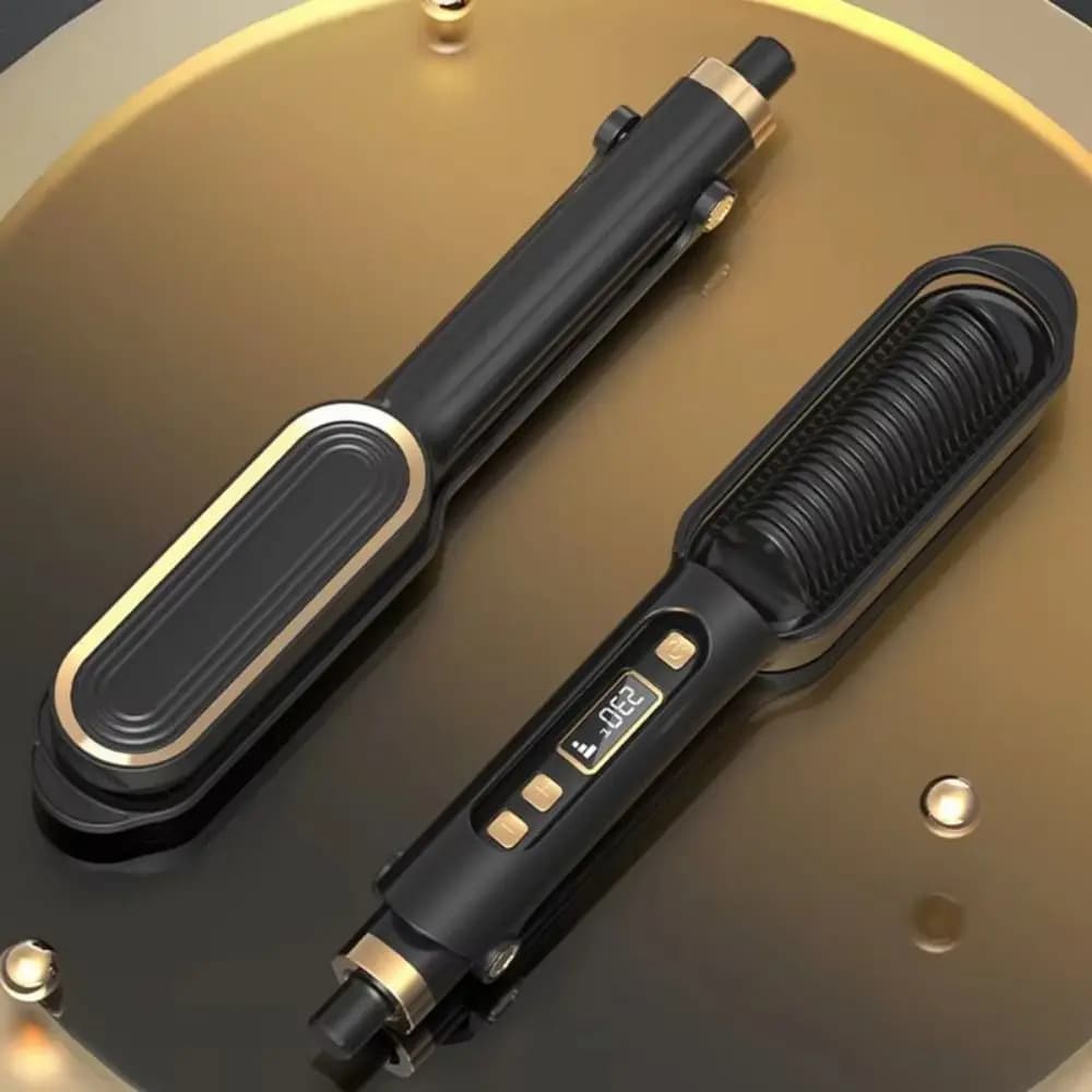 Pettine Elettrico Anti-Scottatura per Lisciare i Capelli con Display Digitale LED 2 in 1, Spazzola Lisciante a Ioni Negativi, Riscaldamento Rapido e Districante